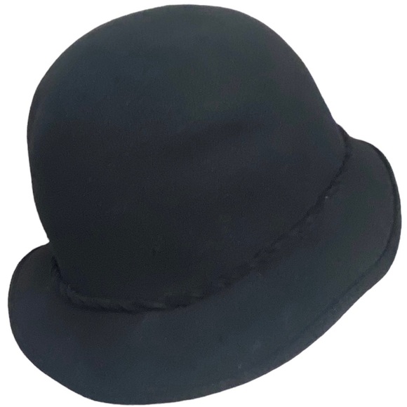 Magid Women’s Solid Black Wool Blend Hat With Brim & Rope Detail - Picture 4 of 8